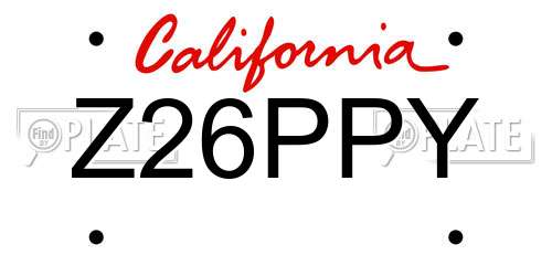 Z26PPY California License Plate