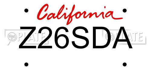 Z26SDA California License Plate