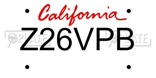 Z26VPB California License Plate