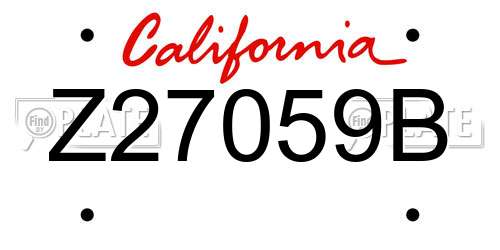 Z27059B California License Plate