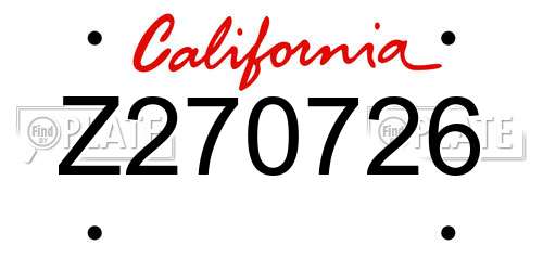 Z270726 California License Plate