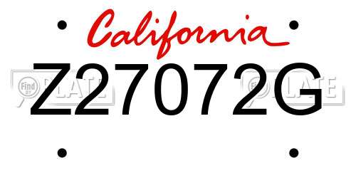 Z27072G California License Plate