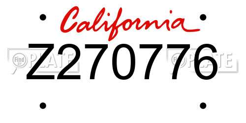 Z270776 California License Plate