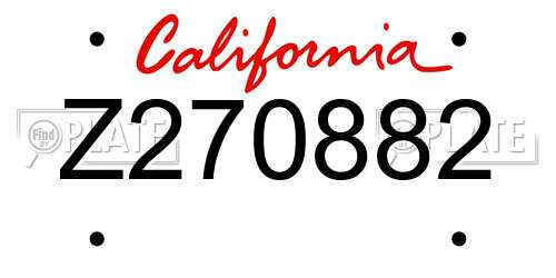 Z270882 California License Plate