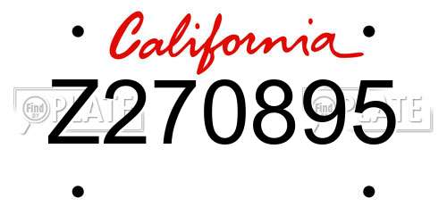 Z270895 California License Plate