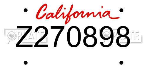 Z270898 California License Plate