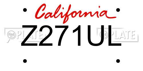 Z271UL California License Plate