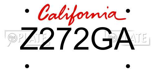 Z272GA California License Plate