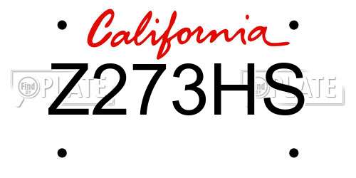Z273HS California License Plate