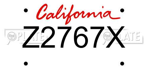 Z2767X California License Plate