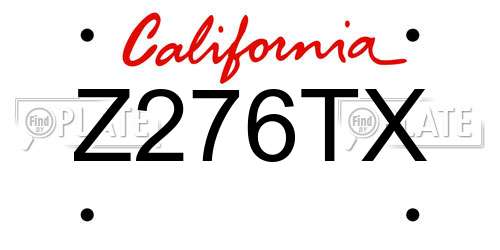 Z276TX California License Plate