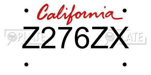 Z276ZX California License Plate