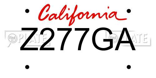Z277GA California License Plate