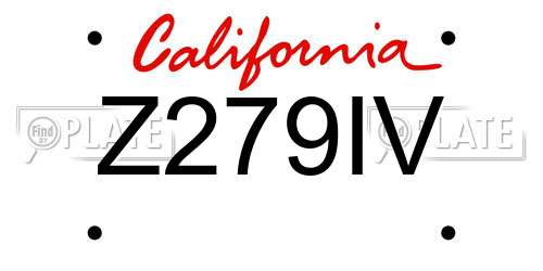 Z279IV California License Plate