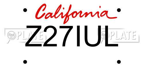 Z27IUL California License Plate