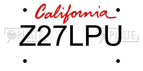 Z27LPU California License Plate