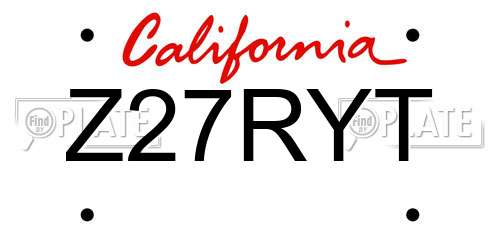 Z27RYT California License Plate