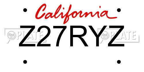 Z27RYZ California License Plate