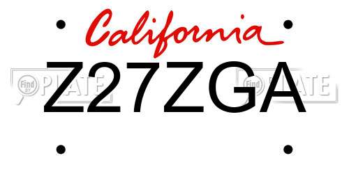 Z27ZGA California License Plate