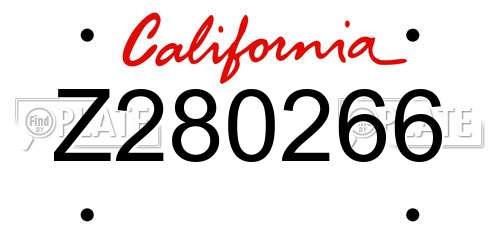 Z280266 California License Plate