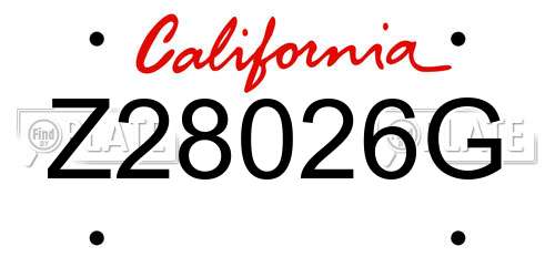 Z28026G California License Plate