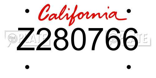 Z280766 California License Plate