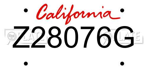 Z28076G California License Plate
