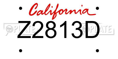 Z2813D California License Plate
