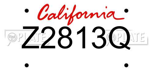 Z2813Q California License Plate