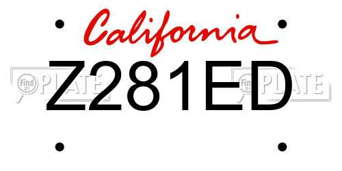 Z281ED California License Plate