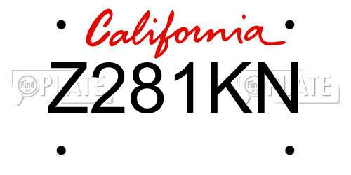 Z281KN California License Plate