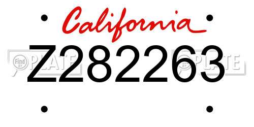 Z282263 California License Plate