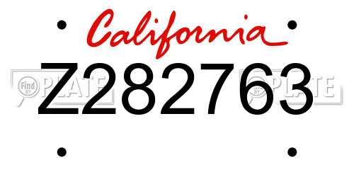 Z282763 California License Plate