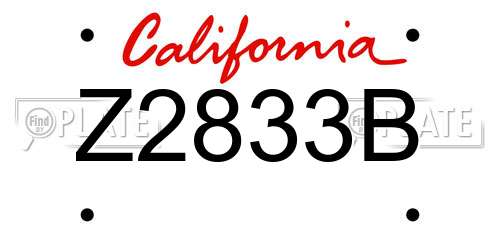 Z2833B California License Plate