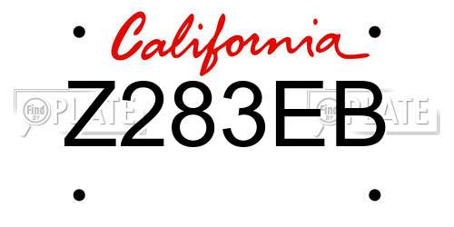 Z283EB California License Plate