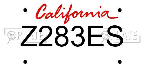 Z283ES California License Plate