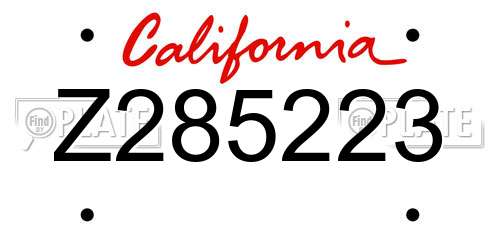 Z285223 California License Plate