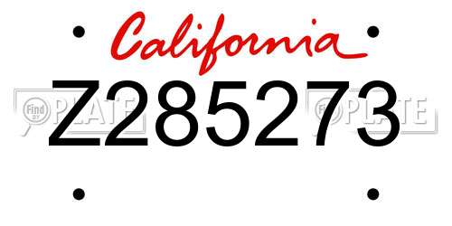 Z285273 California License Plate