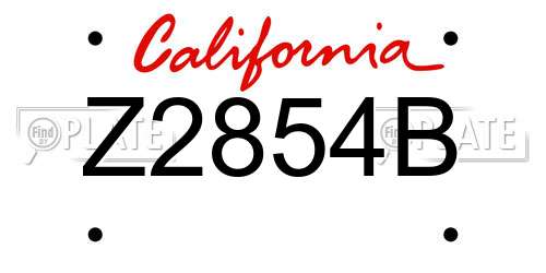 Z2854B California License Plate