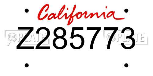 Z285773 California License Plate