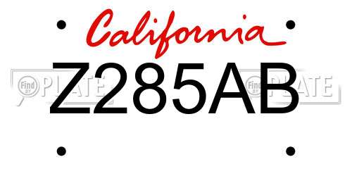 Z285AB California License Plate