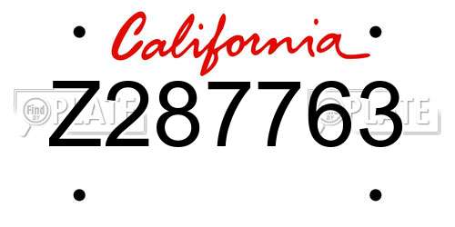 Z287763 California License Plate