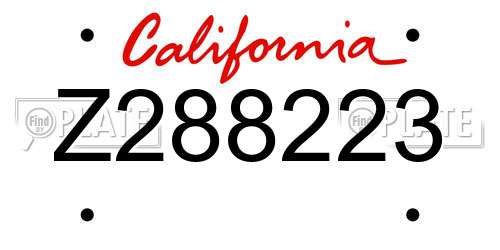 Z288223 California License Plate