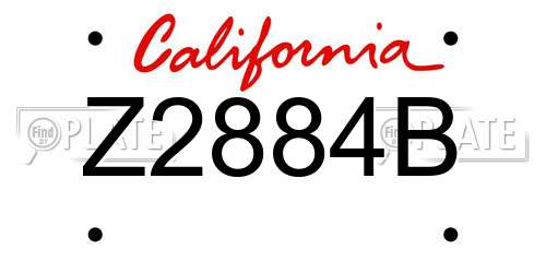 Z2884B California License Plate