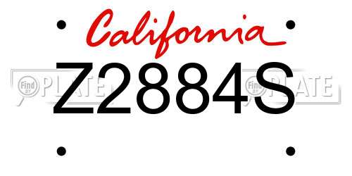 Z2884S California License Plate