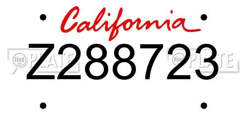 Z288723 California License Plate