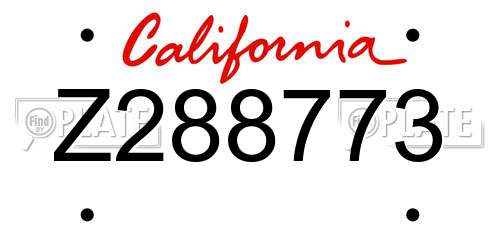 Z288773 California License Plate