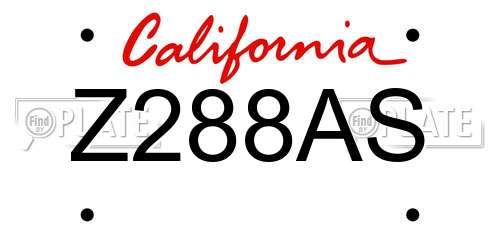 Z288AS California License Plate