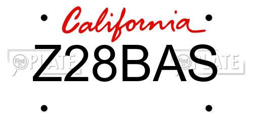 Z28BAS California License Plate