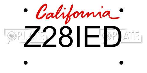 Z28IED California License Plate